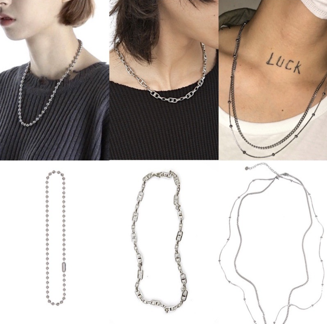 韓國 Raucohouse 頸鏈項鍊系列 古巴項鍊 古巴鍊 雙層 圓珠 素面 項鍊 鈦鋼 搭配 飾品