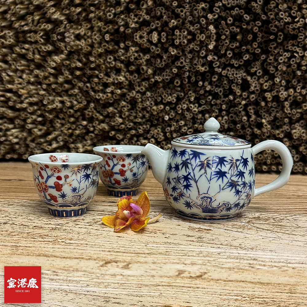 手繪描金四季發財茶具組｜3入禮盒套裝送禮首選