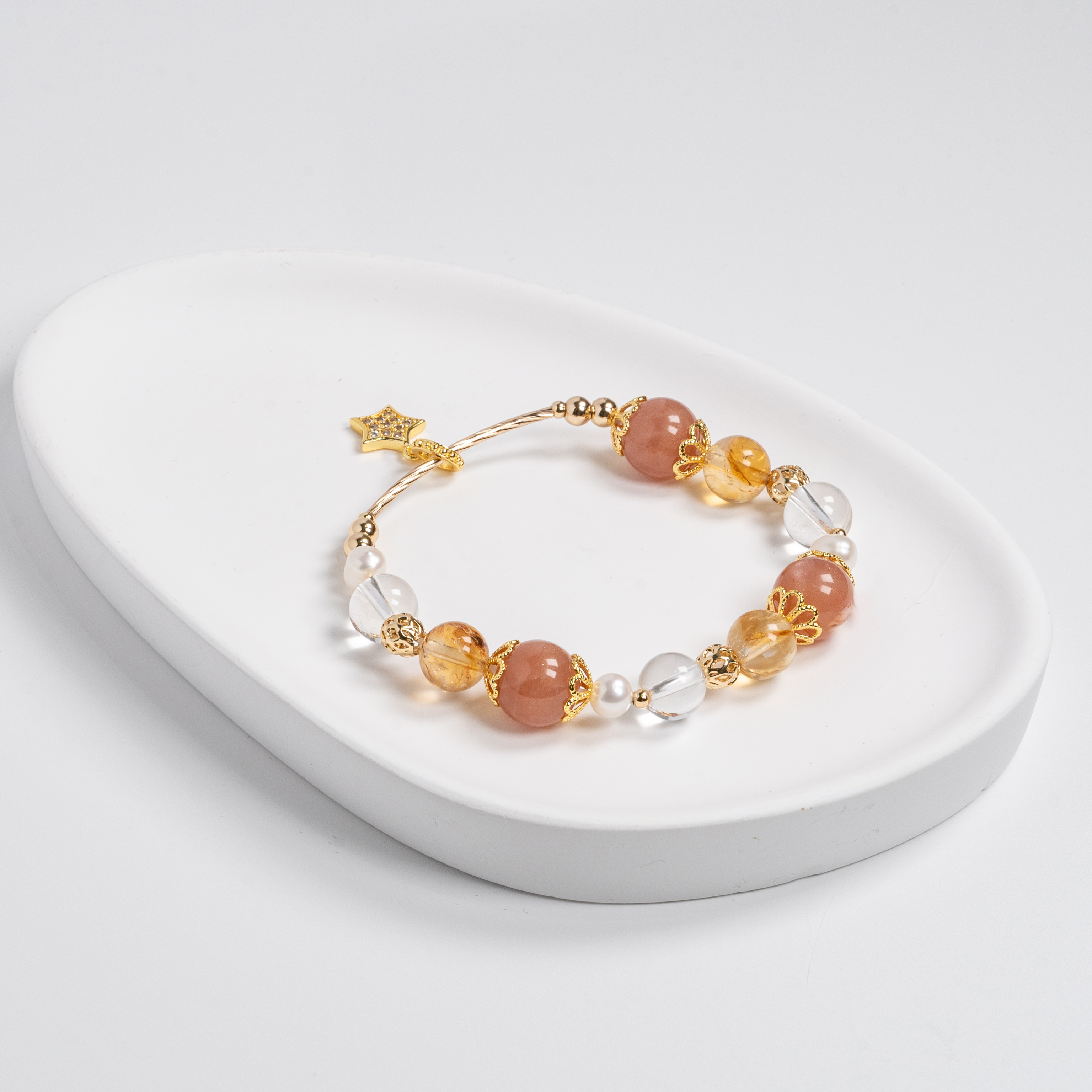 【主水晶】太陽石【輔水晶】黃水晶、白水晶、淡水珍珠