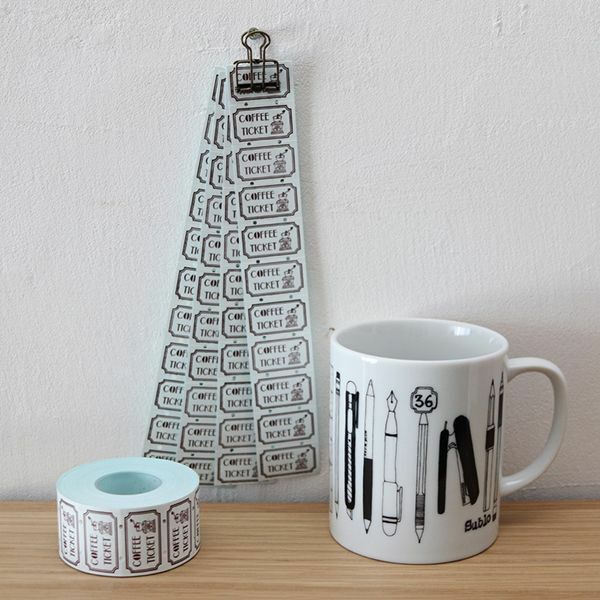 日本36Sublo．咖啡 標籤機貼紙膠帶 <整捲/分裝>
