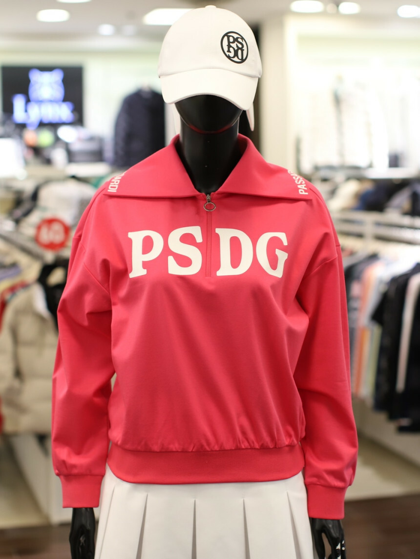 女 303M 韓國Passardi 高球品牌正品/春夏新款 時尚簡約印花英文字母 休閒版套頭半拉鍊長袖T/高爾夫球衣 高爾夫球外套