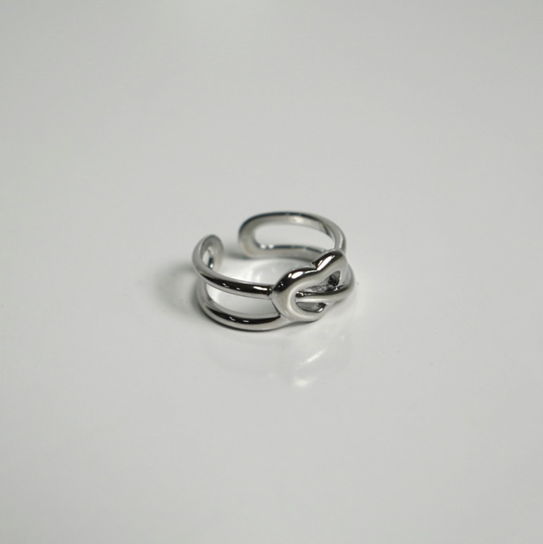 JIN ACC （愛心系列）可調戒圍 造型戒指- 簍空交叉愛心