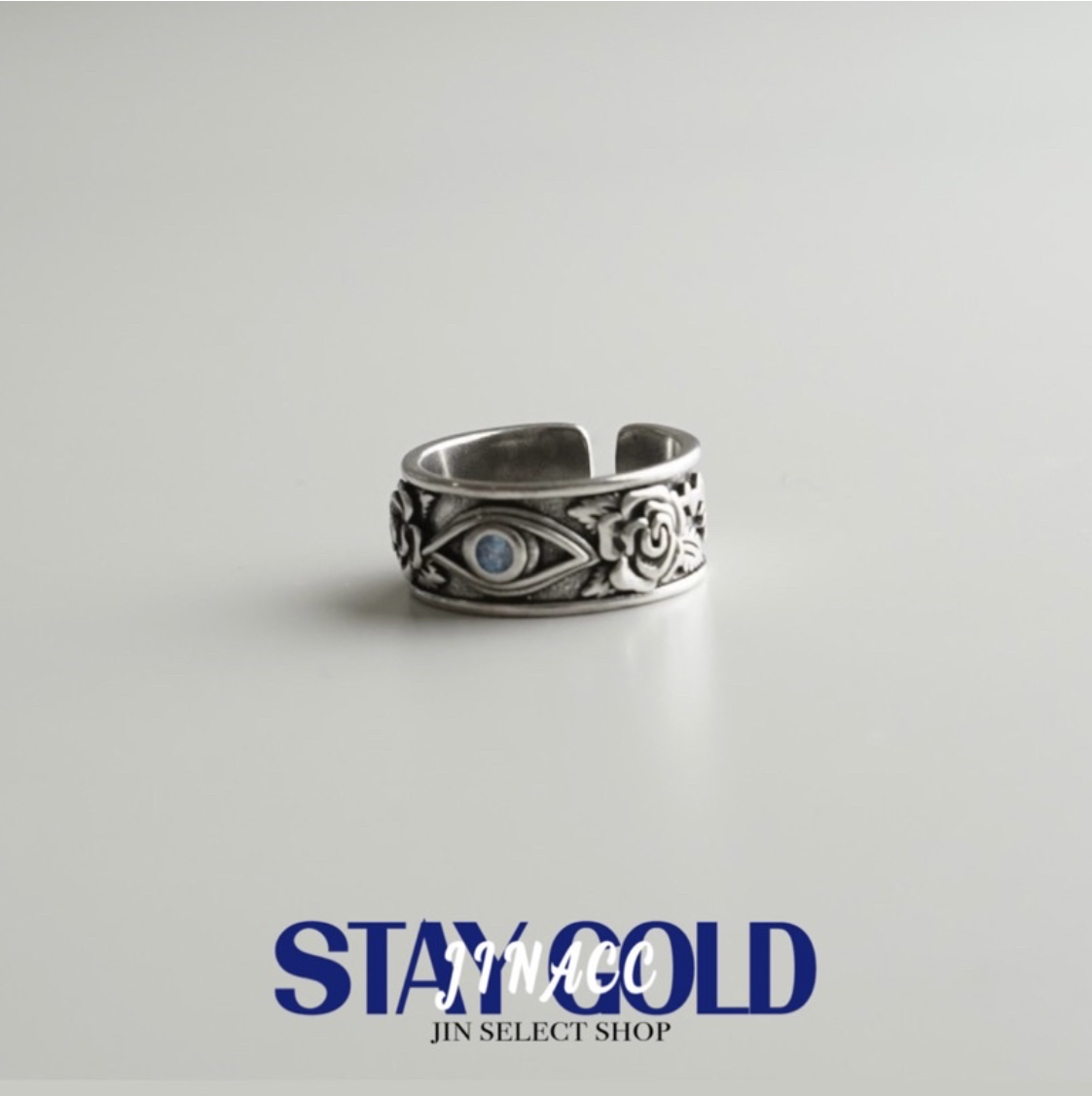 JIN ACC 盒裝 平價飾品 寶石荷魯斯之眼雕刻戒指 金字塔 浮雕 寶石 做舊 雕刻 戒指 飾品