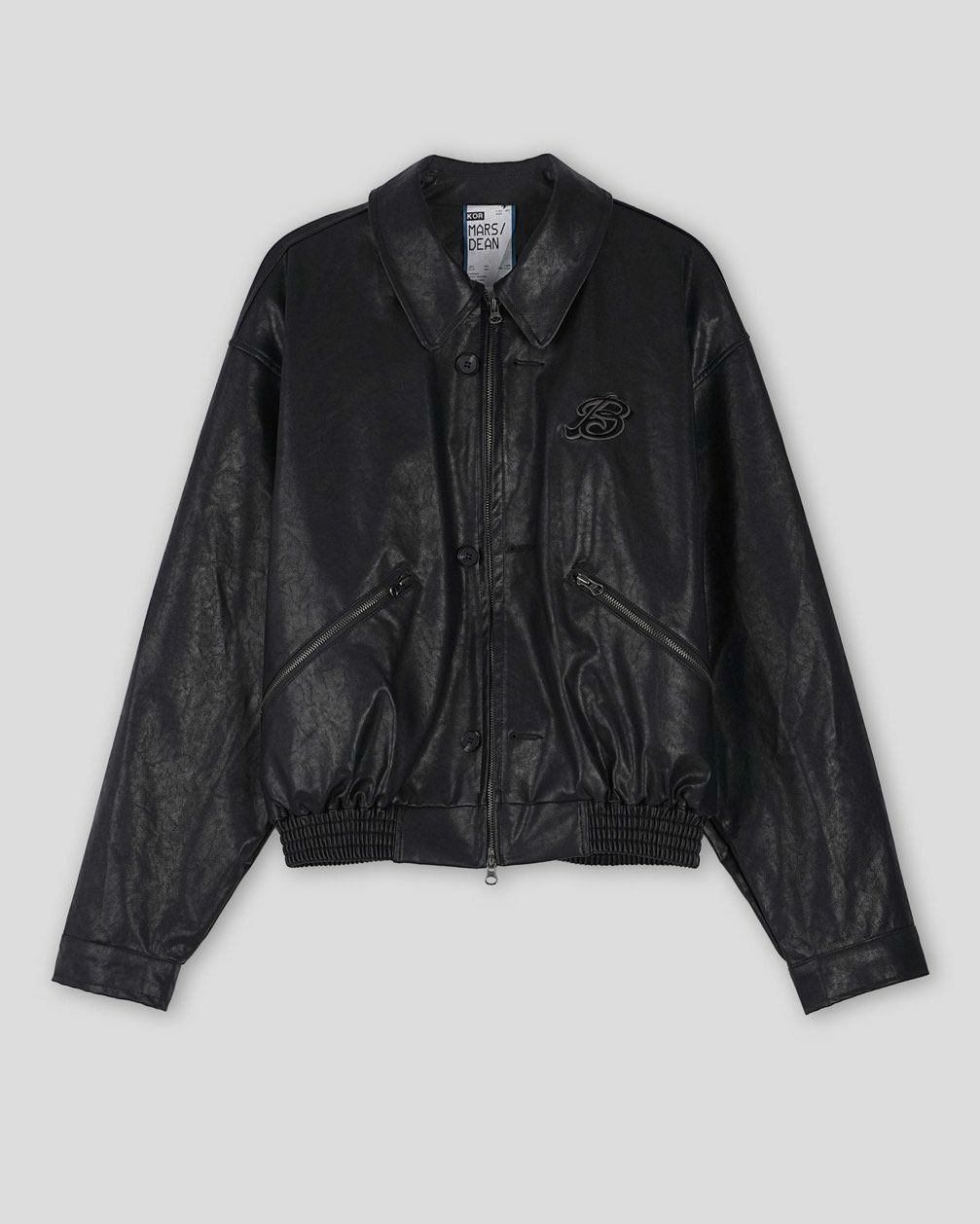 恤衫領淨色合成皮褸 DEAN-012Jk