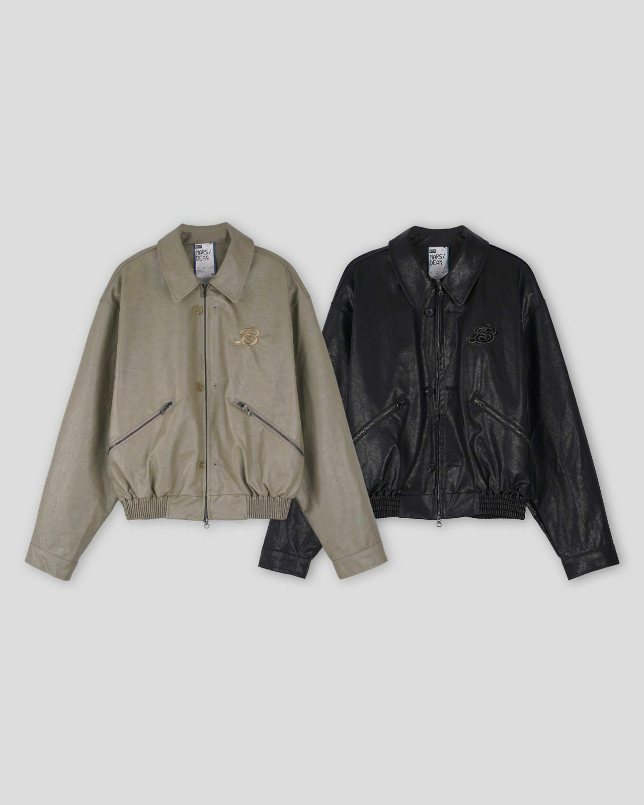 恤衫領淨色合成皮褸 DEAN-012Jk