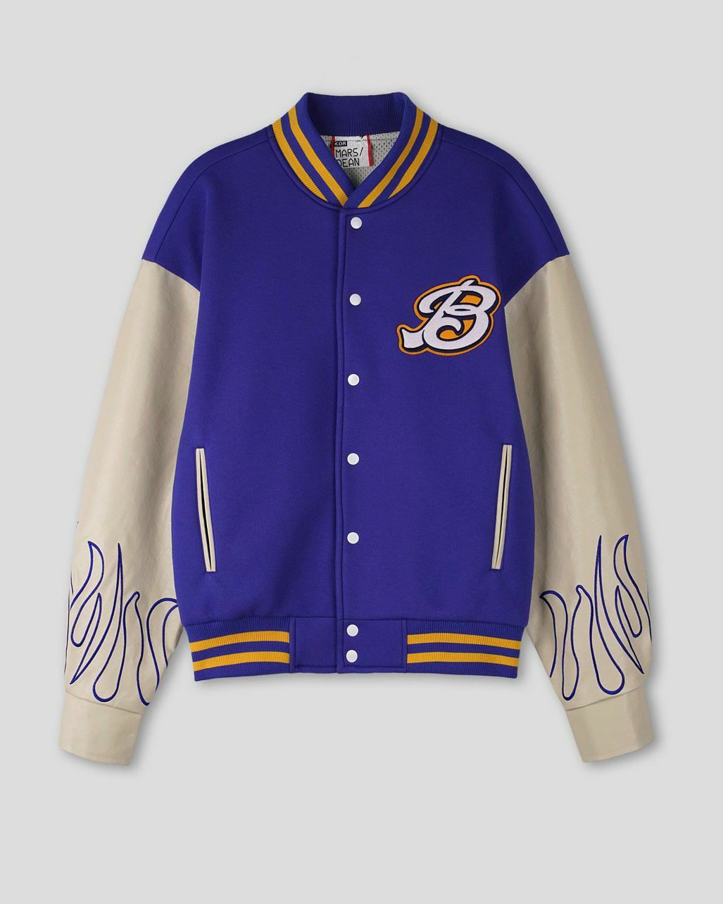 拼皮袖棉質棒球褸 DEAN-013JK