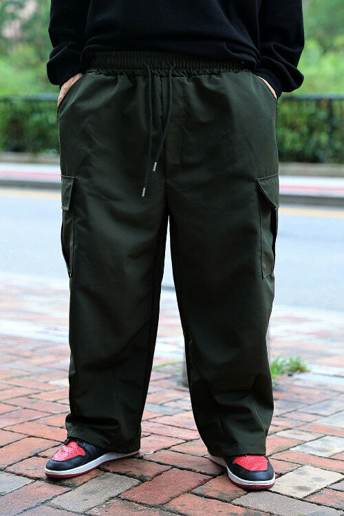 寬腿氣球尼龍束帶工裝褲