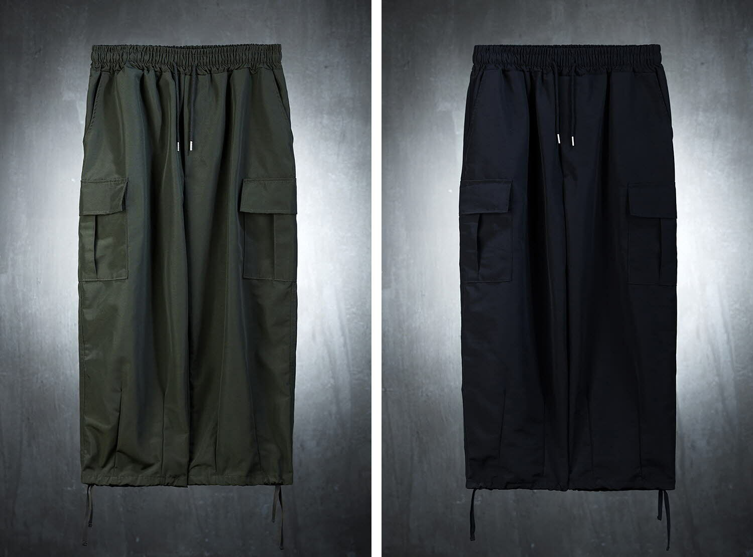 寬腿氣球尼龍束帶工裝褲