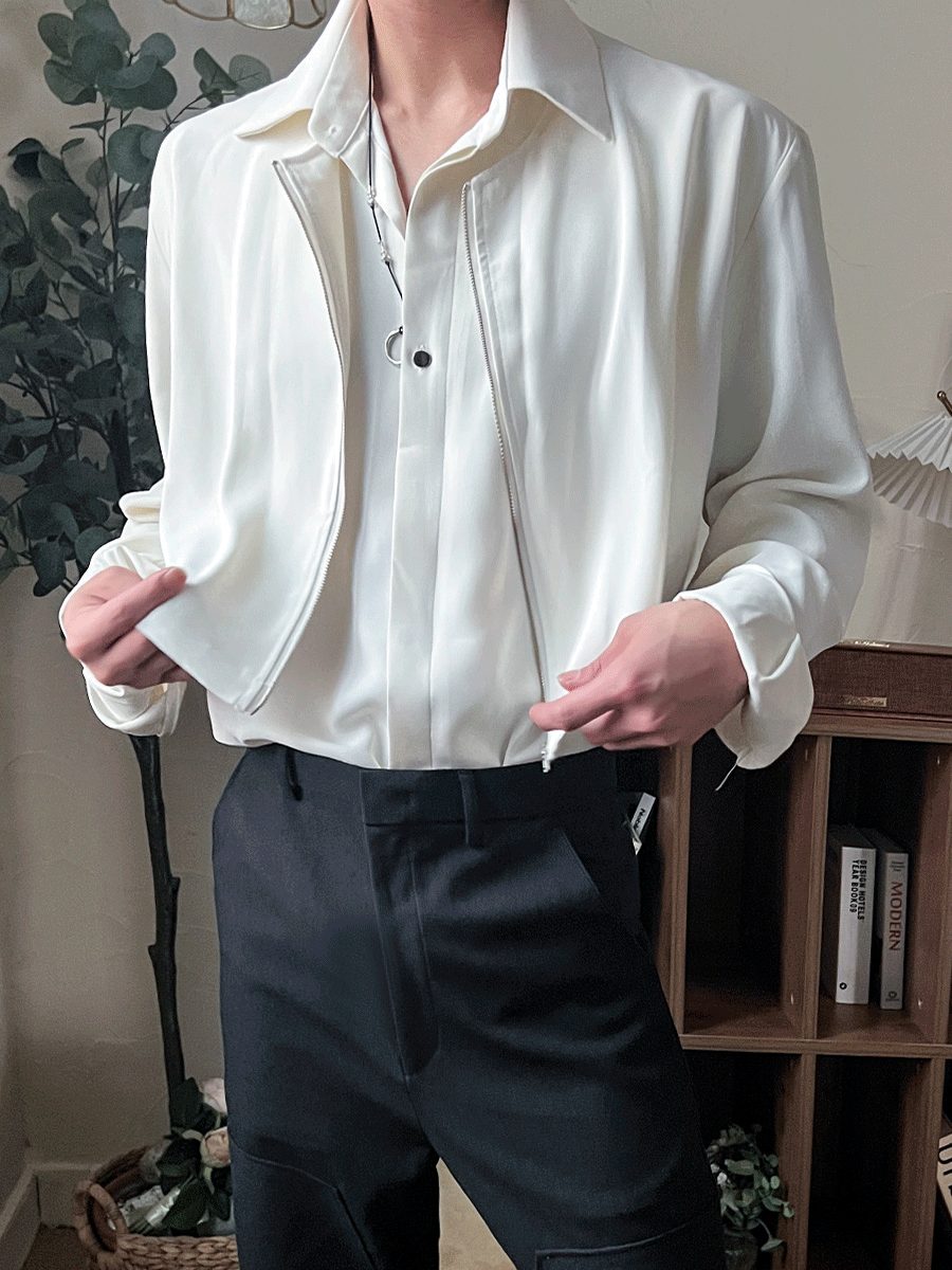 槍瓣拉鍊背心襯衫