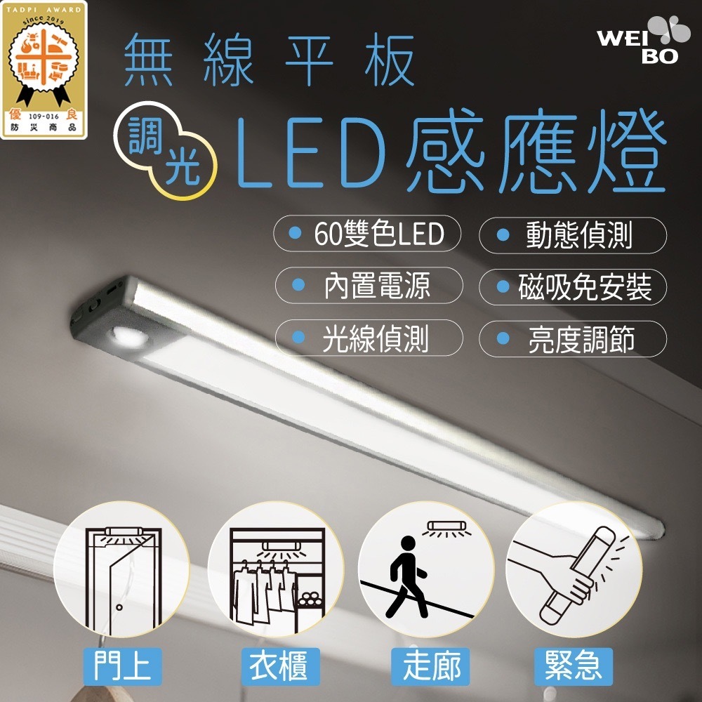 【WEIBO】無線LED自動平板調光感應燈 LI3360L G-W3-3