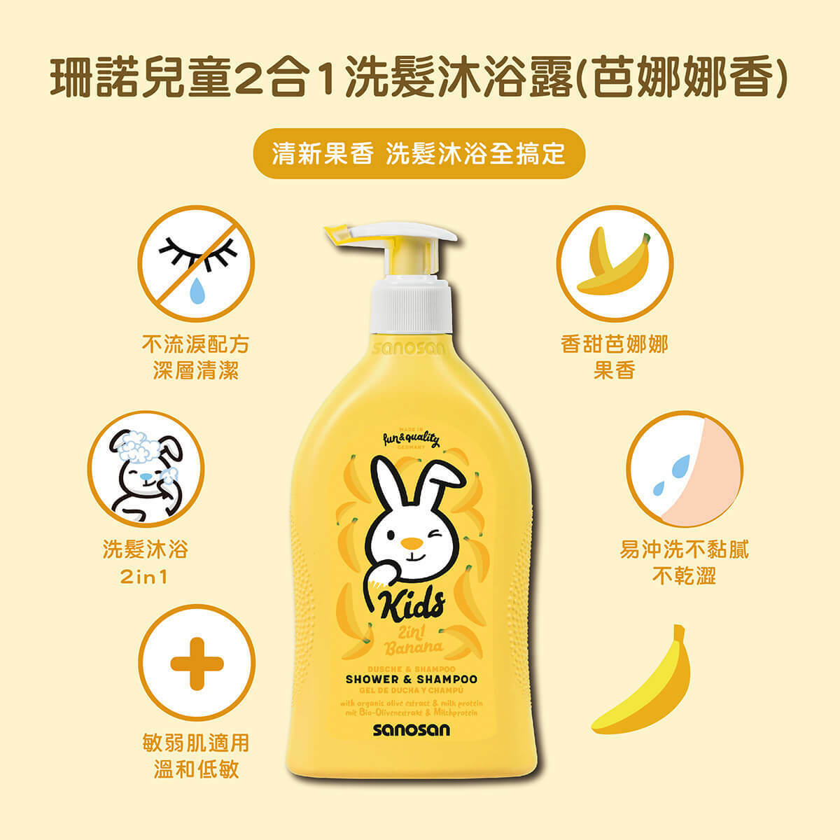 3歲以上的兒童,活動力增加,推薦使用專為兒童設計的肌膚護理產品。珊諾兒童系列-洗髮沐浴露,洗髮精沐浴乳二合一,能深層潔淨,同時溫和呵護,敏弱肌適用