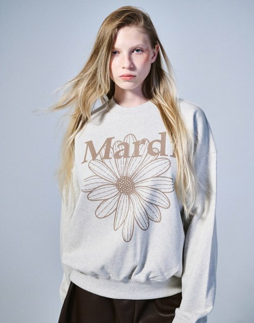 MARDI MERCREDI - SWEATSHIRT FLOWERMARDI_OATMEAL TAUPE