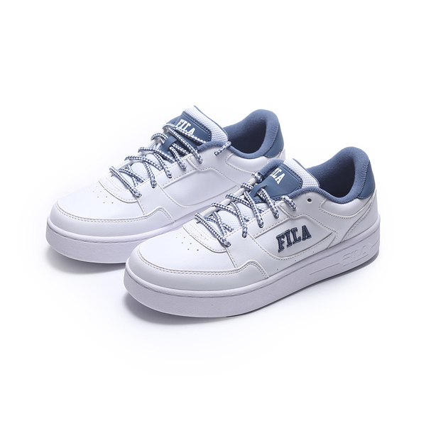 【下殺↘ $990】FILA 休閒鞋 白藍 復古 皮革 厚底 基本款 小白鞋 男 1C929X113