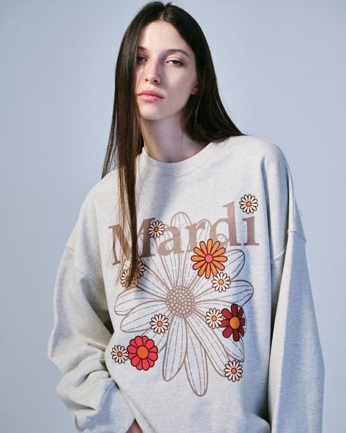 MARDI MERCREDI - SWEATSHIRT FLOWERMARDI BLOSSOM_OATMEAL TAUPE