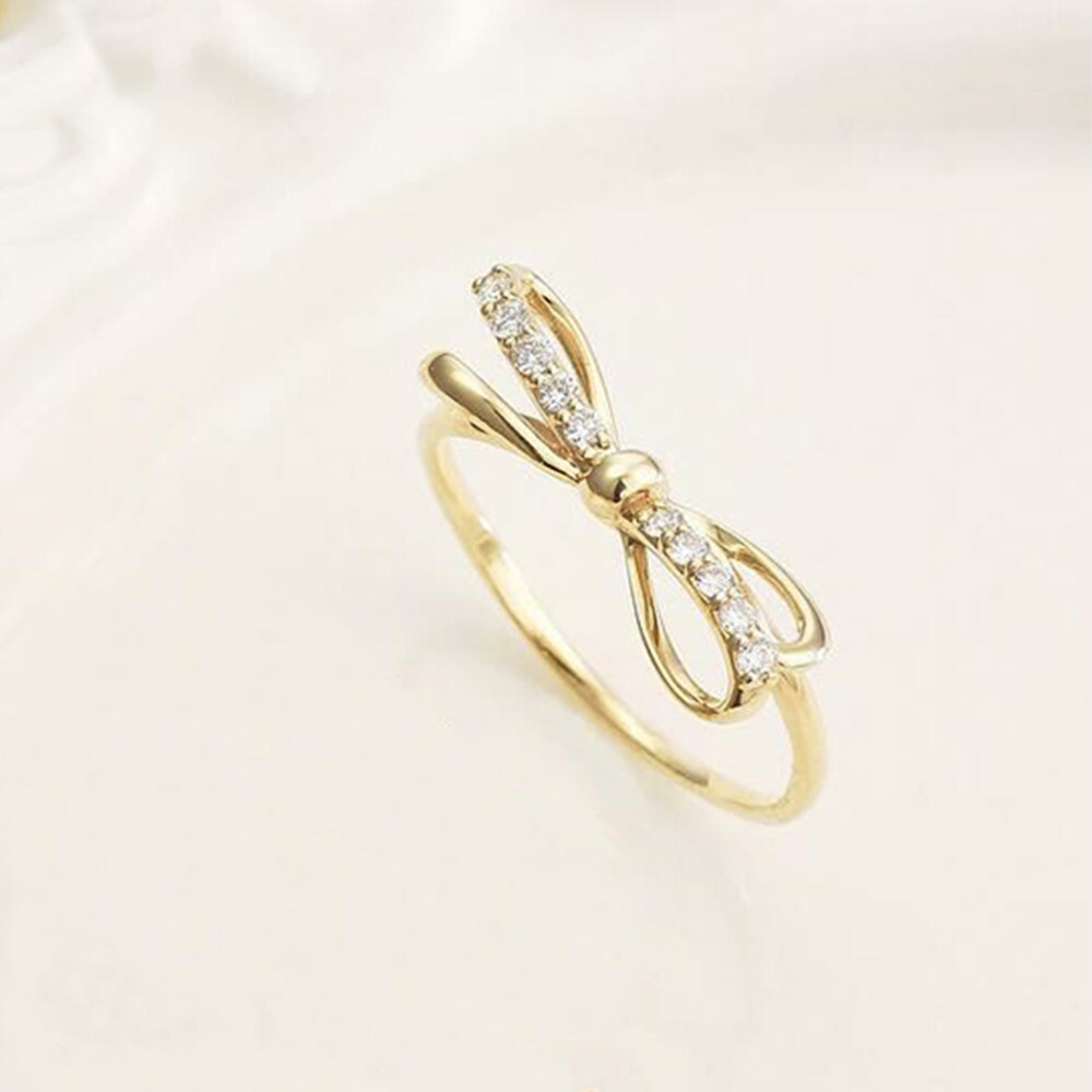 【me.luxe】K10蝴蝶結10分鑽石戒