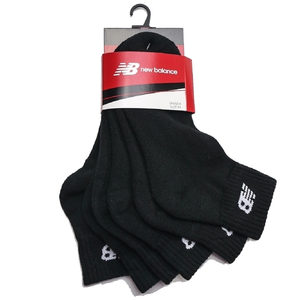 NEW BALANCE 黑 白logo 純棉 減壓 短襪 （3入1組） 7831810289