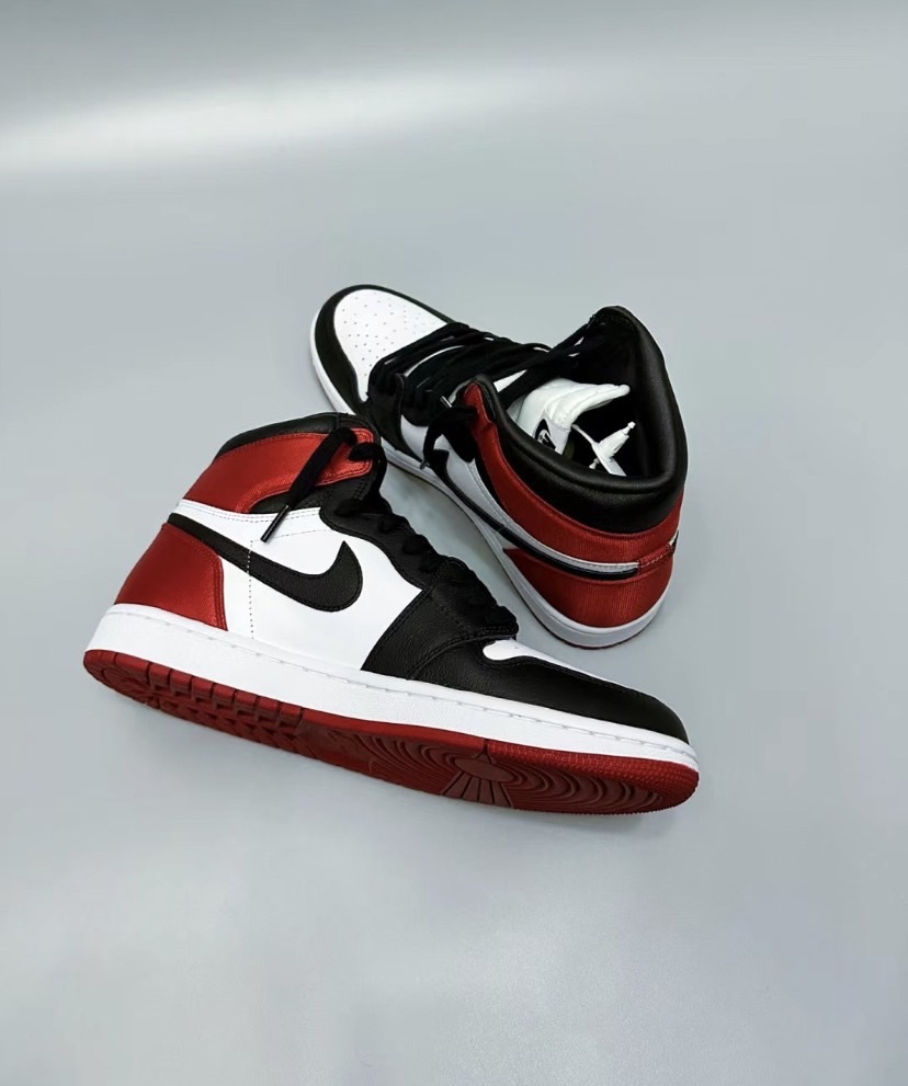 零碼】NIKE AIR JORDAN1 SATIN BLACK TOE 高筒紅絲綢CD0461016