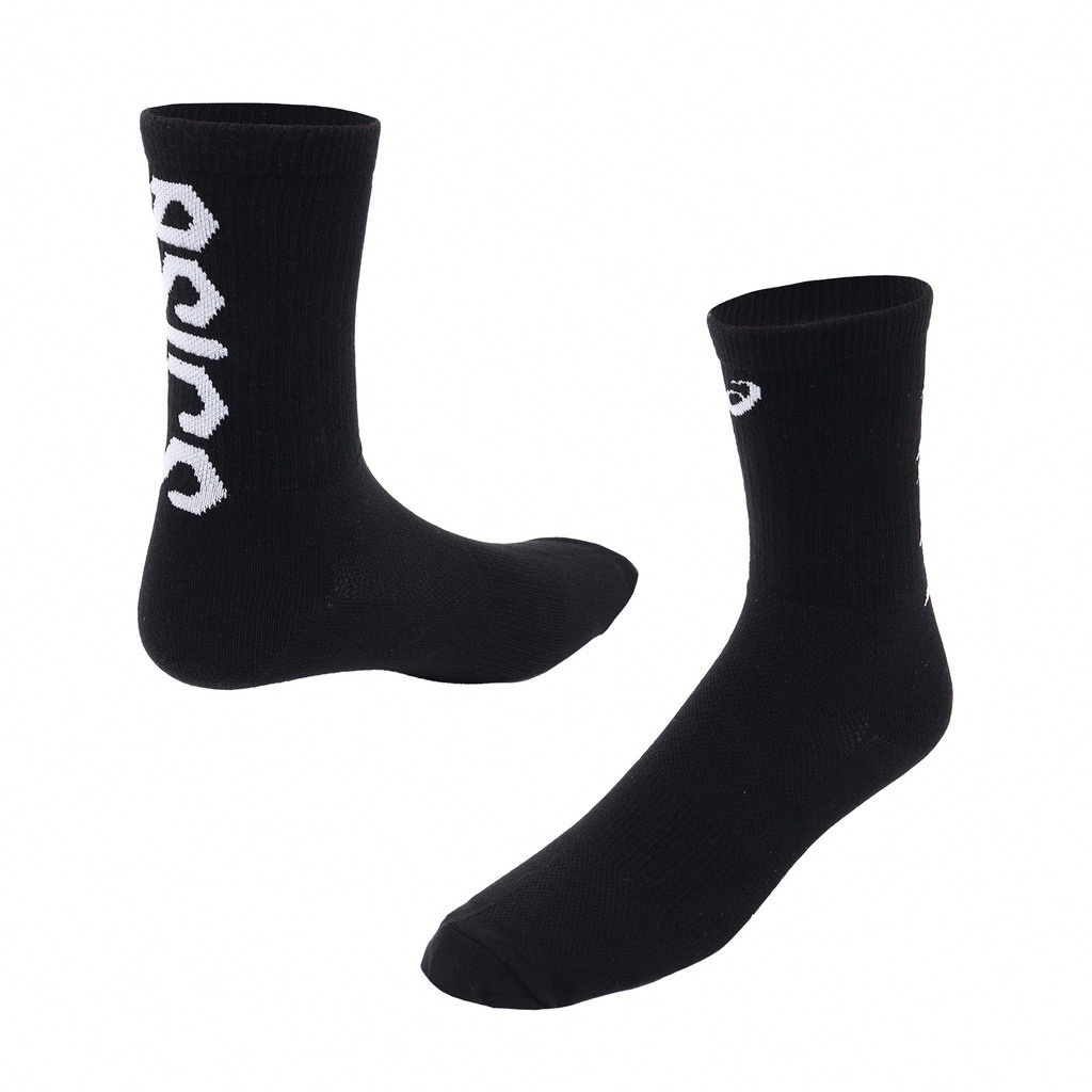現貨 Asics 亞瑟士 襪子 Crew Socks 男女款 黑色 長襪 中筒襪 B-4 JUN-