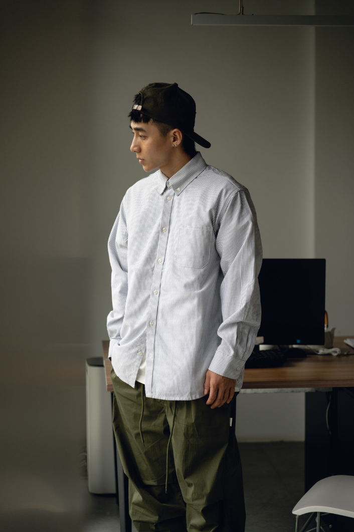 質感牛津布落肩休閒襯衫