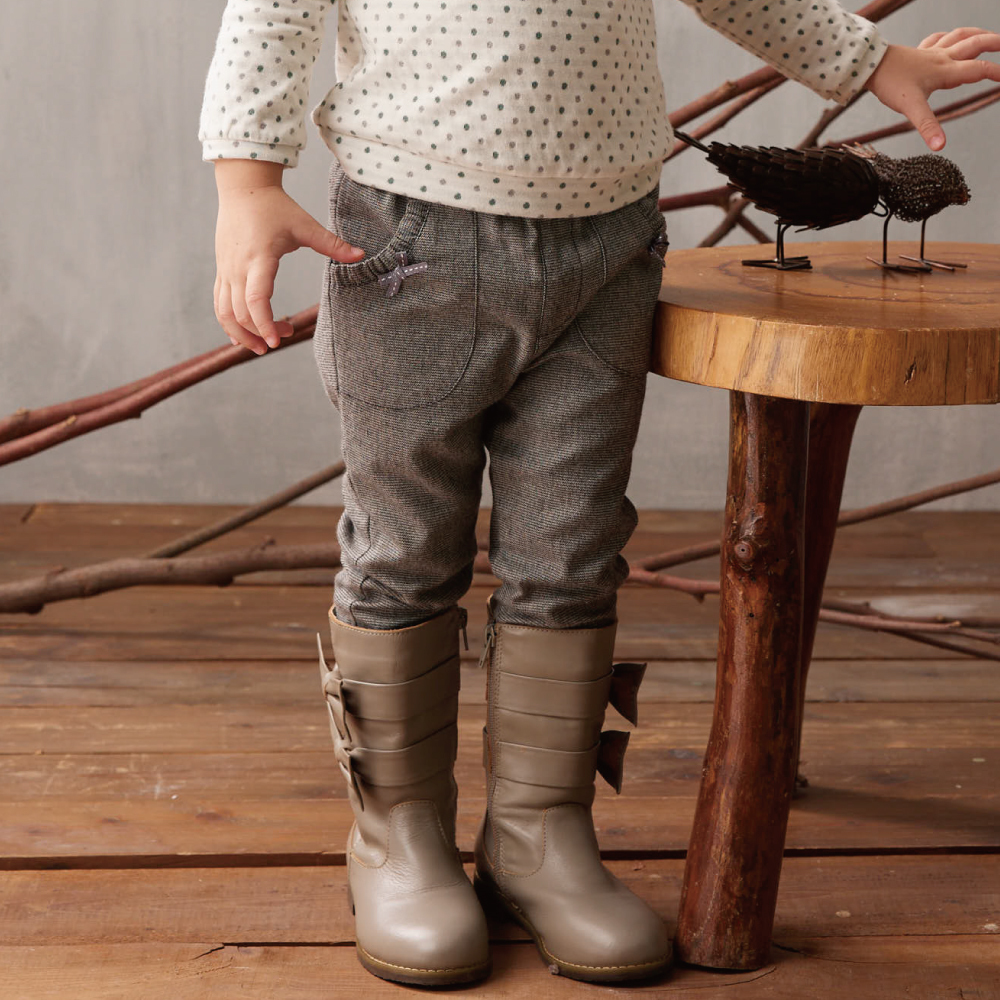 PIPPY優雅袋口抽皺彈性棉長褲 灰