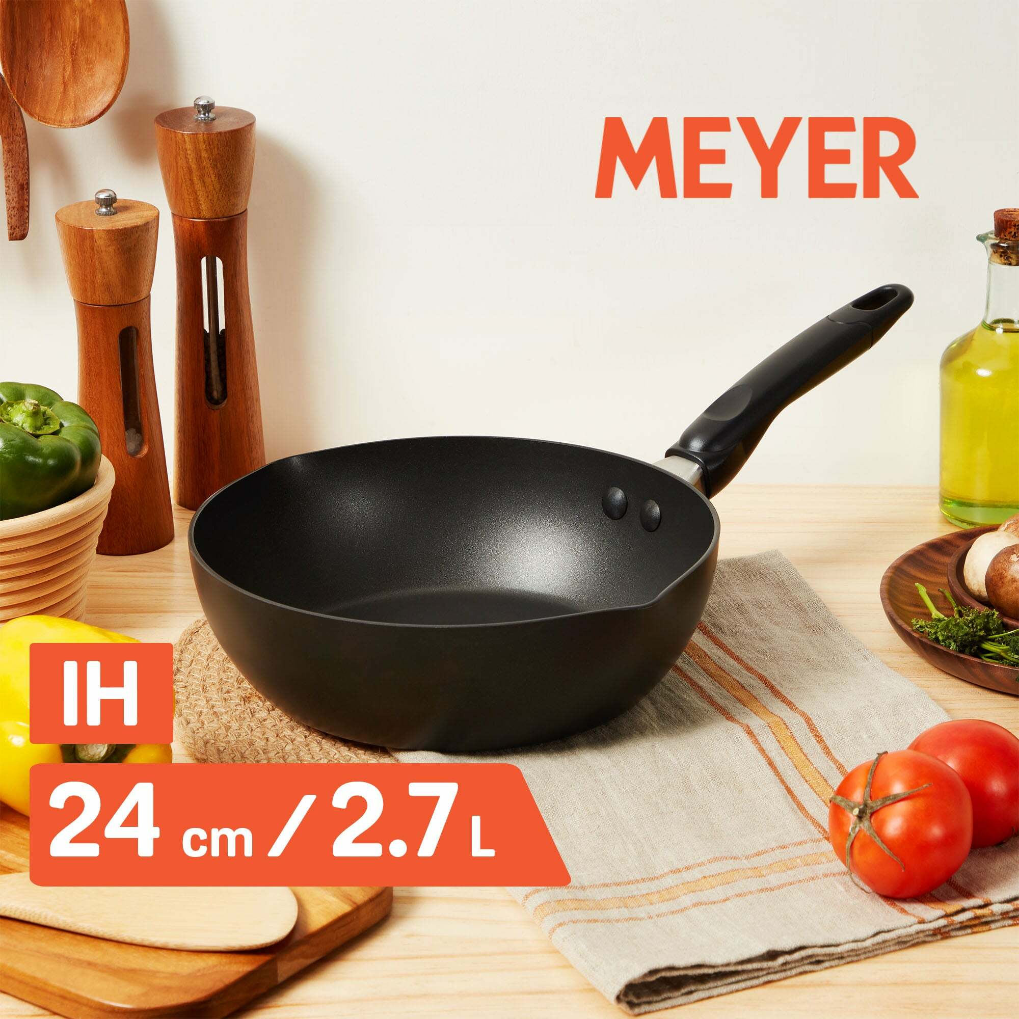 《MEYER 酷樂系列》IH易潔內外不沾鍋 24CM萬用深炒鍋
