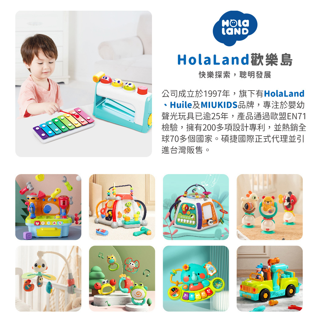 HolaLand歡樂島 彩虹錘球手敲琴 感統玩具