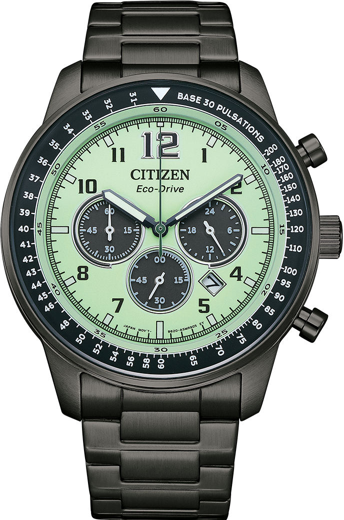 萬年鐘錶 - Citizen 星辰錶  夜光系列 三眼計時光動能男錶 CA4507-84X  錶徑44MM