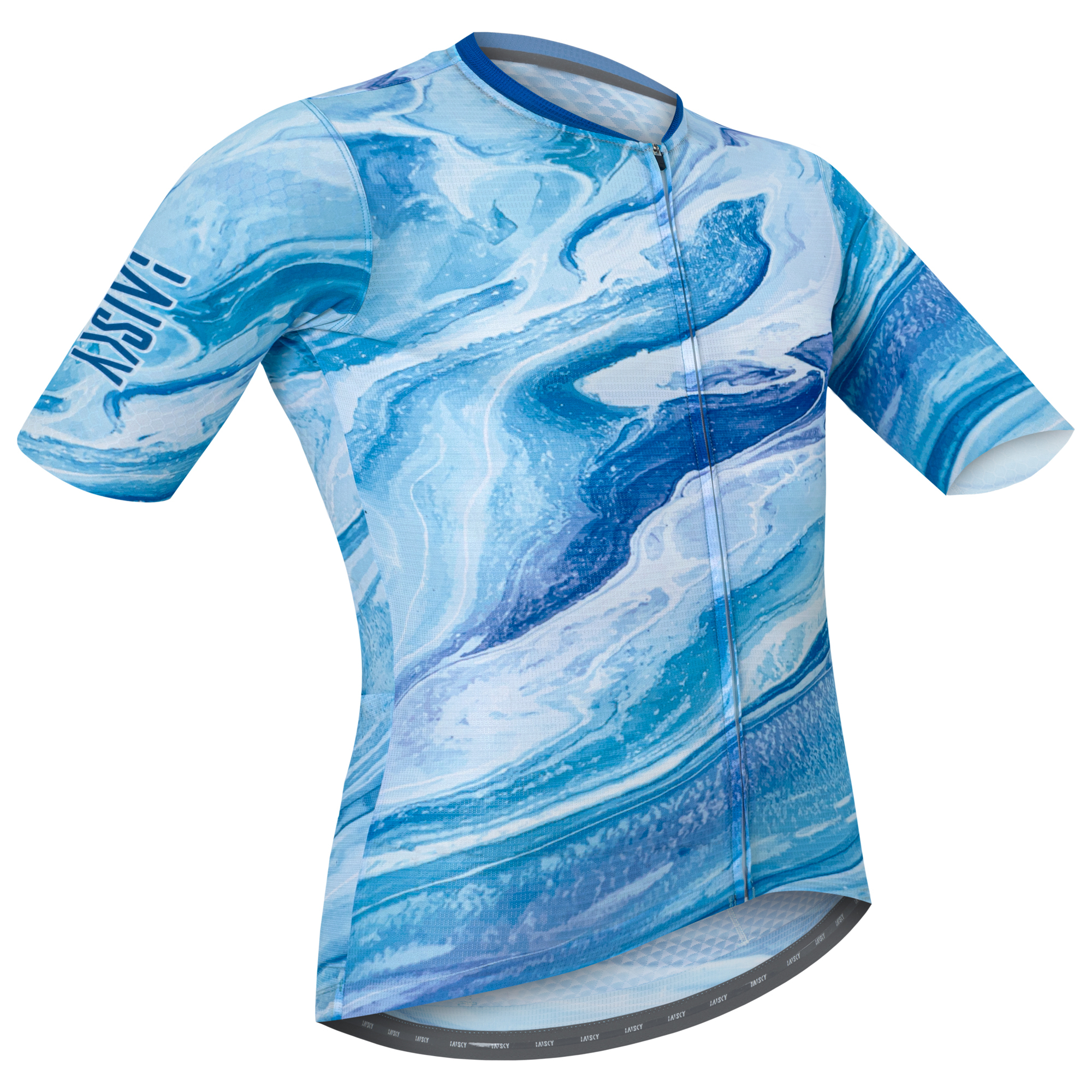 男款空力短車衣 流紋 藍