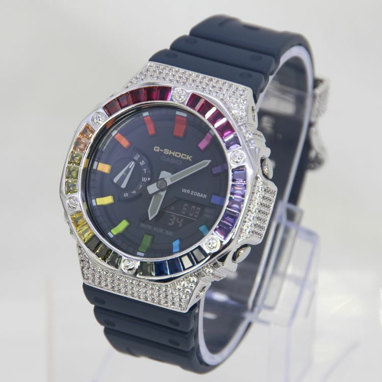 銀色 改裝手錶 GA-2110ET-2A - 雙彩虹