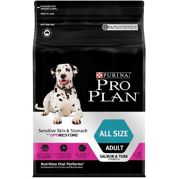 Pro Plan All Size Adult Dry Food - Sensitive Skin and Stomach - Salmon Flavour．2.5kg/12kg
