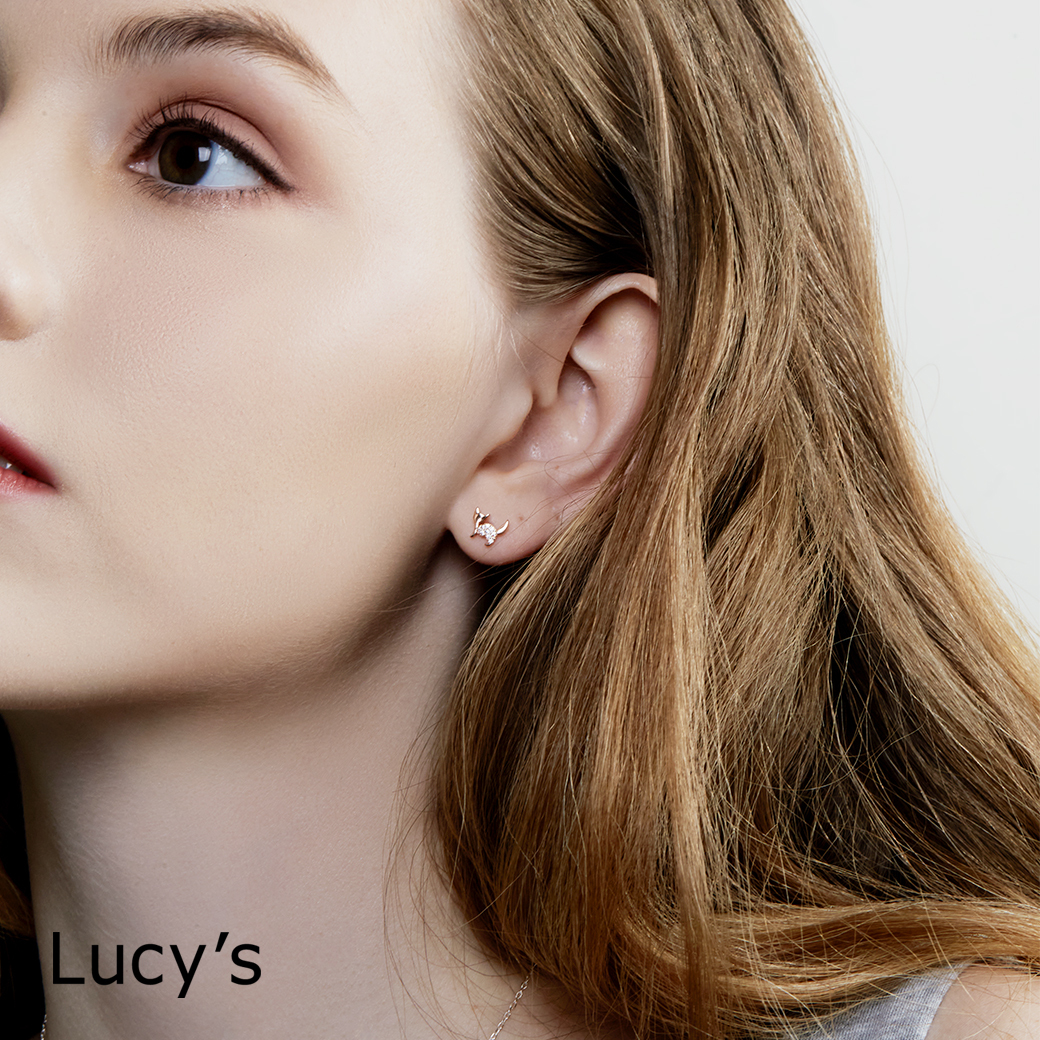 *925純銀〔輕銀系列〕鑽漾狐狸 耳環 (二色) (106669/106670)