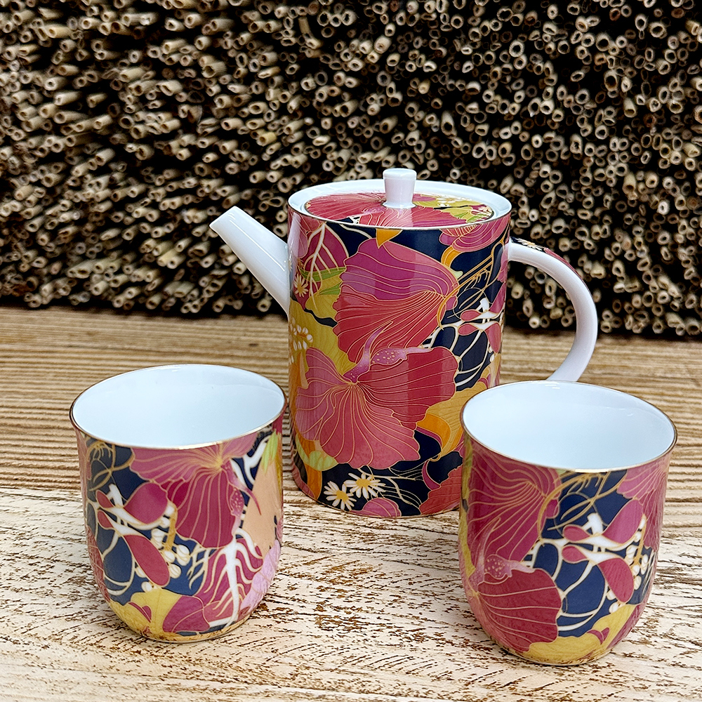 一壺兩杯 繁花韻3入禮盒套裝-附不銹鋼過濾網