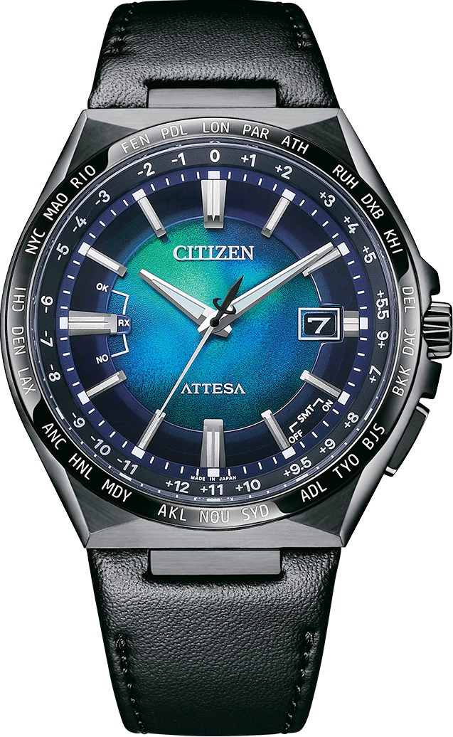 萬年鐘錶 - Citizen 星辰錶   限量藍色貝殼面鈦金屬電波計時男錶  CB0215-18L  錶徑43MM