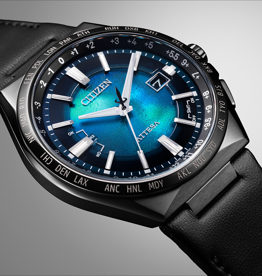 萬年鐘錶 - Citizen 星辰錶   限量藍色貝殼面鈦金屬電波計時男錶  CB0215-18L  錶徑43MM