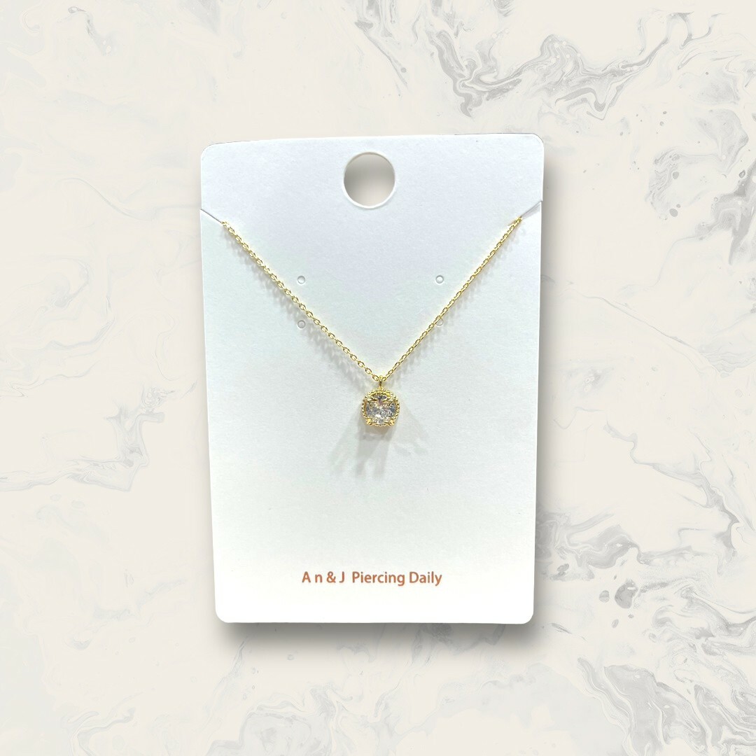 韓國直送項鍊 金邊小蝴蝶爪大白鋯 鍍14K