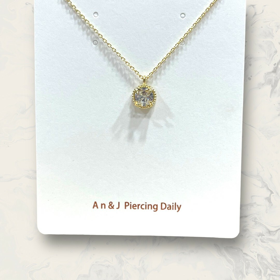 韓國直送項鍊 金邊小蝴蝶爪大白鋯 鍍14K