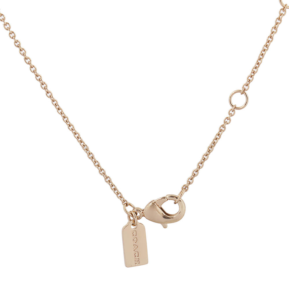 【COACH】Logo版滿/琺瑯/玻璃水鑽三圓環項鍊(金色/黑色) C9446 GDBK