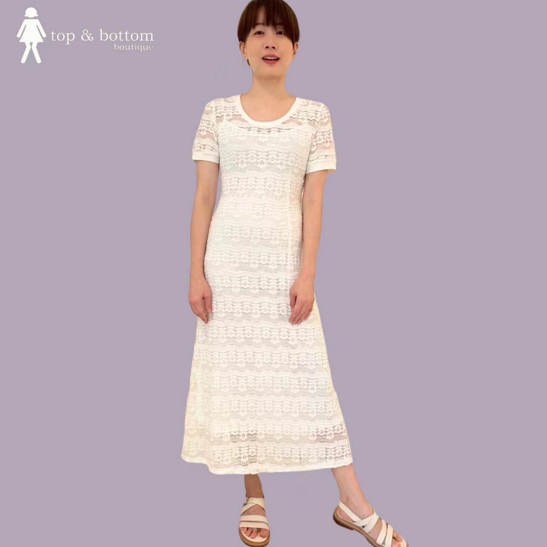 S/SLEEVE LACE LONG DRESS (WITH INNER)
