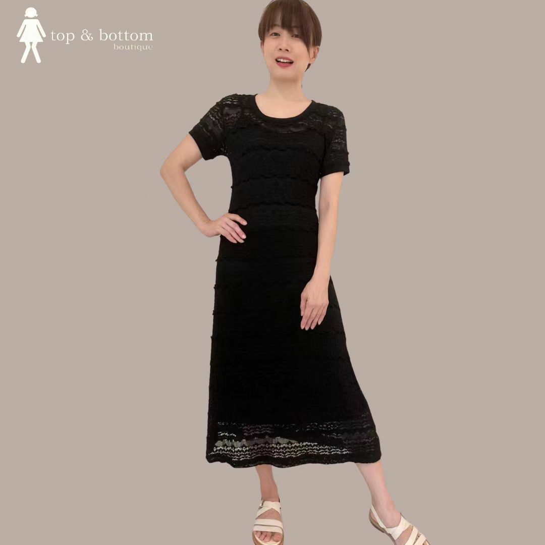 S/SLEEVE LACE LONG DRESS (WITH INNER)