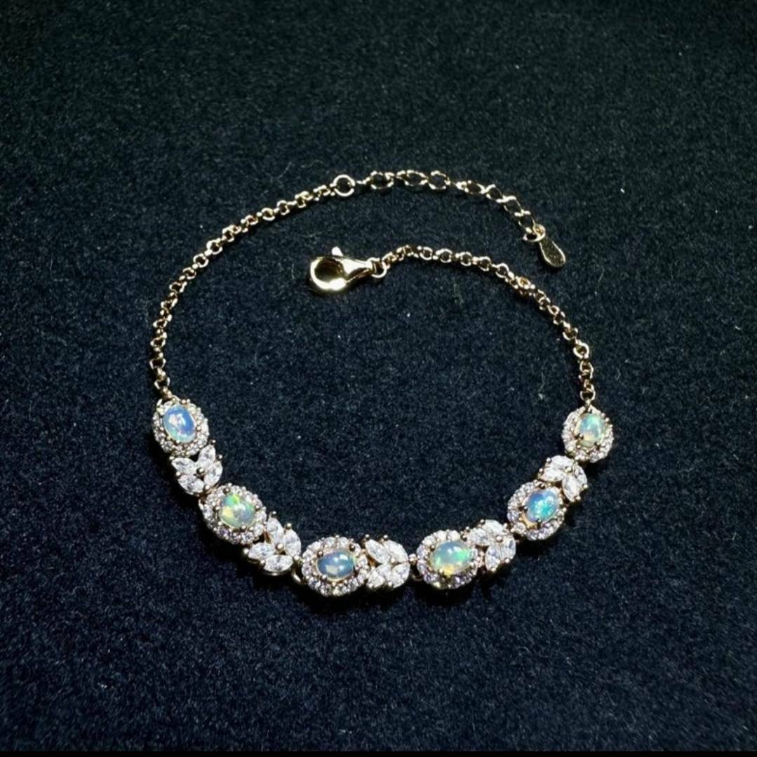 925銀手鍊 蛋白石玫瑰金手鍊