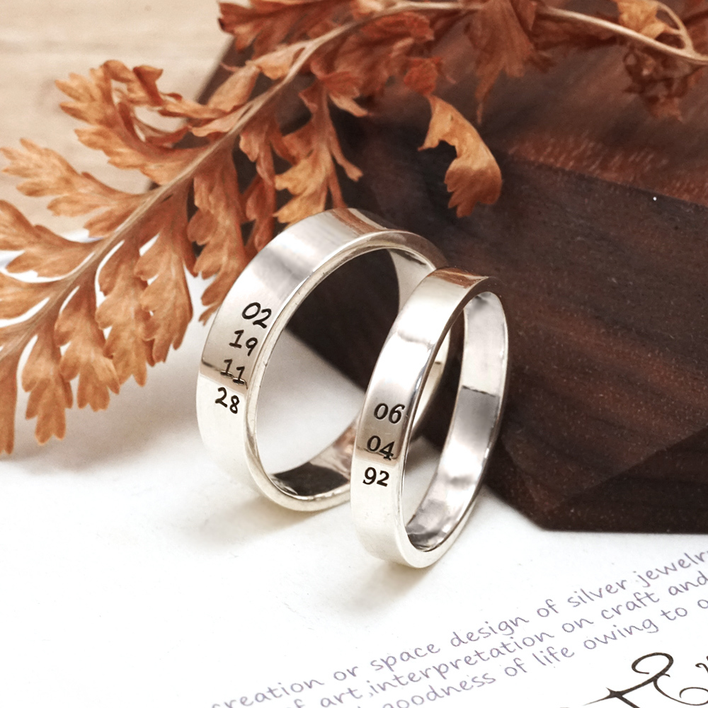 專屬紀念日 可刻字 純銀情侶對戒組 客製化情侶戒指