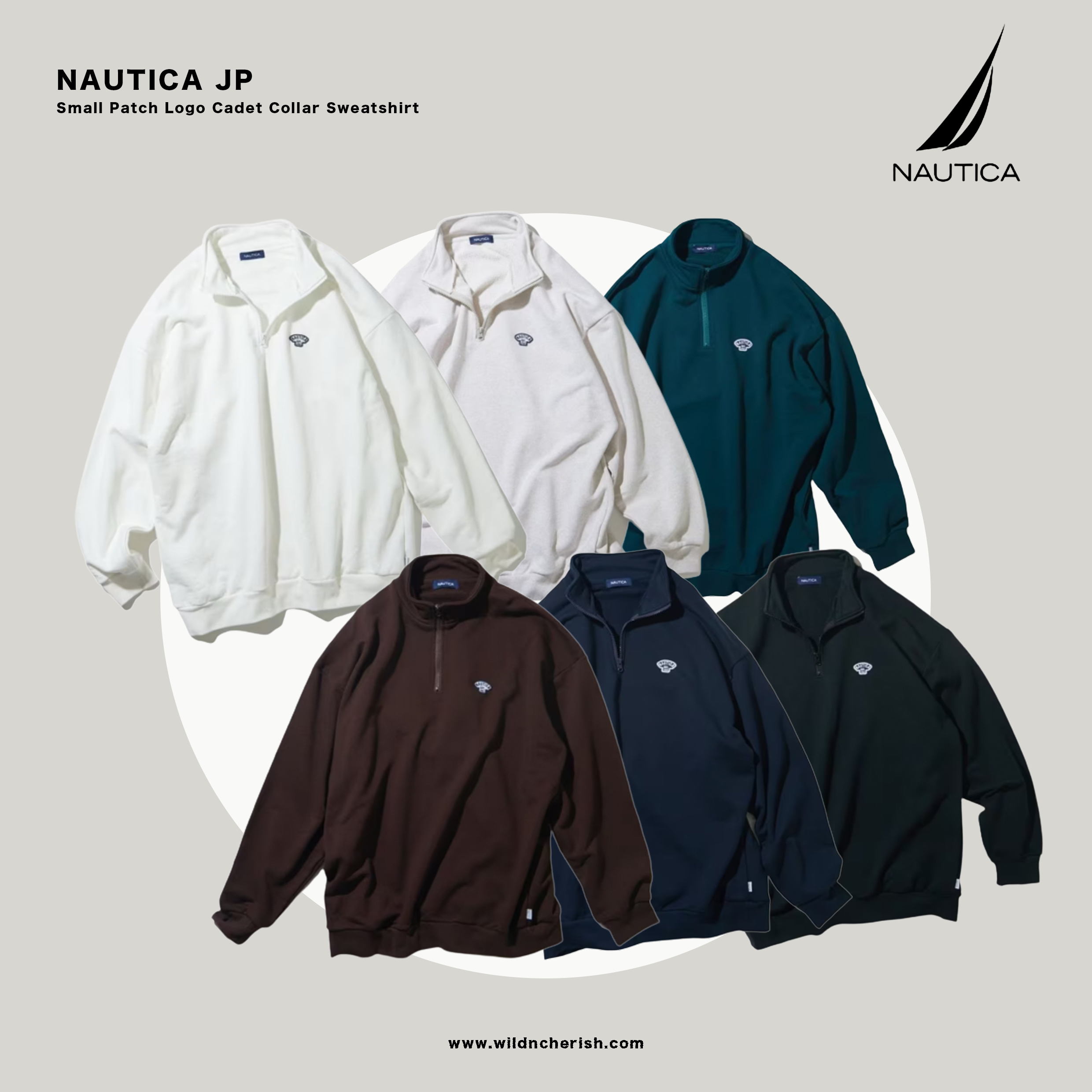 預訂| Nautica Small Patch Logo Cadet Collar Sweatshirt