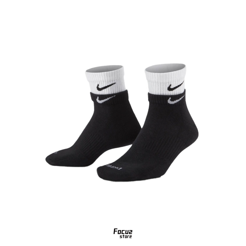 【Focus Store】現貨秒發 Nike Everyday Plus Cushioned Ankle "Black & White" 雙層襪 DH4058-011