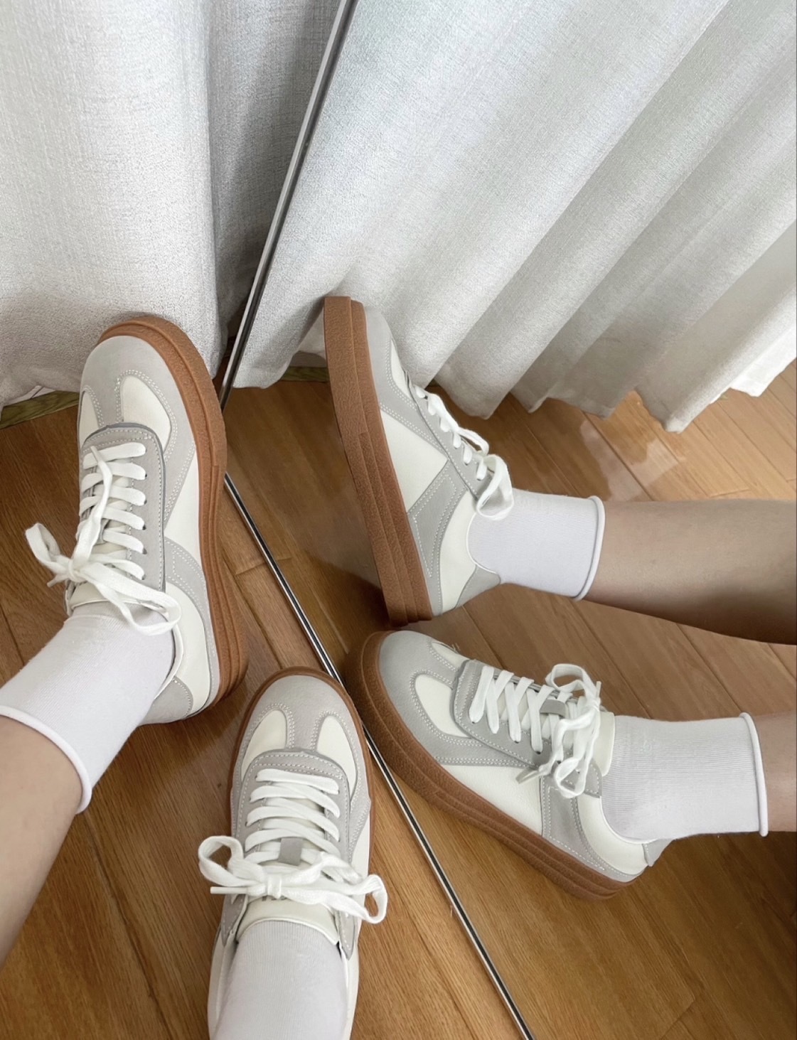 JIFFFLY 復古德訓鞋焦糖底 3色 皮革 麂皮 厚底 黑灰 白灰 粉白/預購