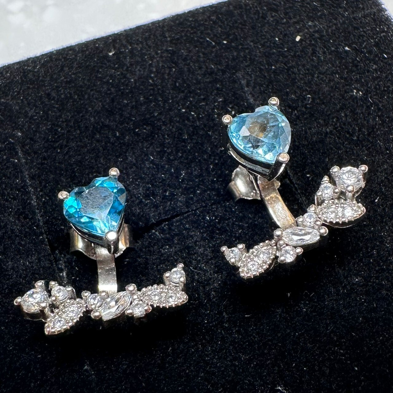 925銀耳環 藍托帕石耳環