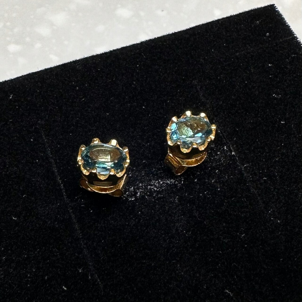 925銀耳環 水藍托帕石耳環