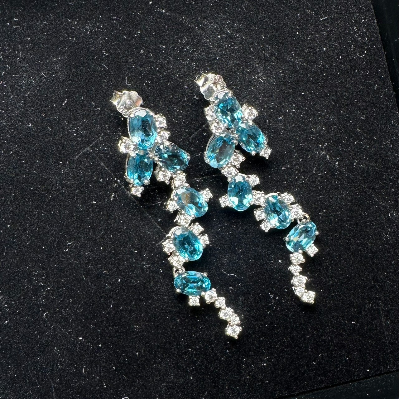 925銀耳環 藍托帕石耳環