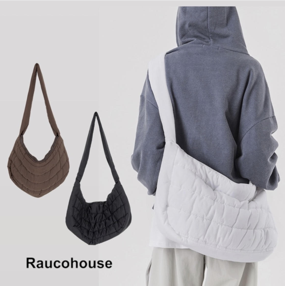 🇰🇷 Raucohouse 方格 雲朵 斜跨包 柔軟 肩背包