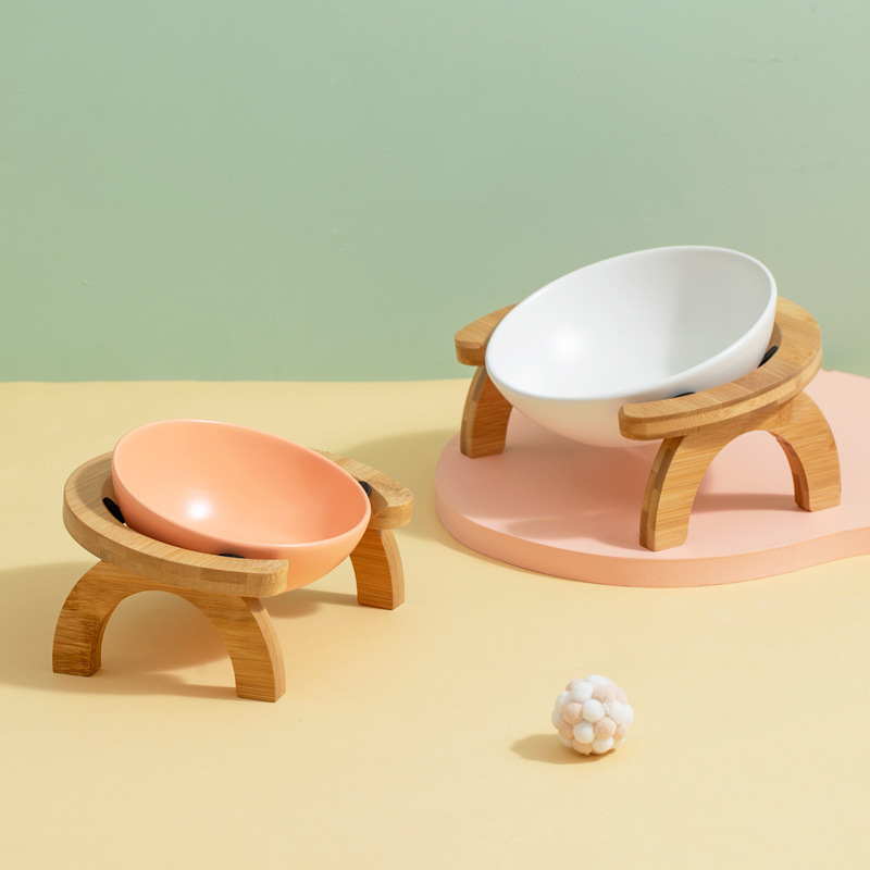 陶瓷碗 宠物陶瓷碗 斜口碗+单彩虹架