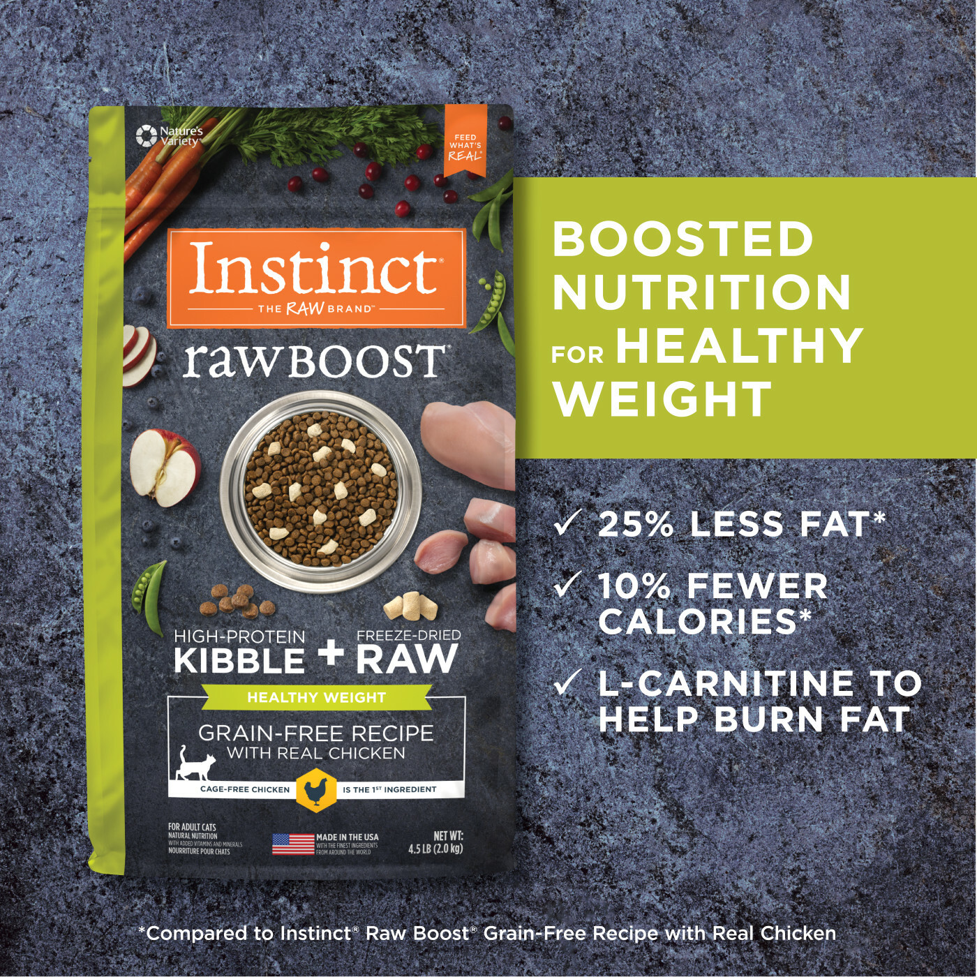 Instinct 本能 - 生肉無穀物雞肉貓糧(健康減重低脂) Raw Boost Grain-Free Healthy Weight with Chicken Recipe 10lb
